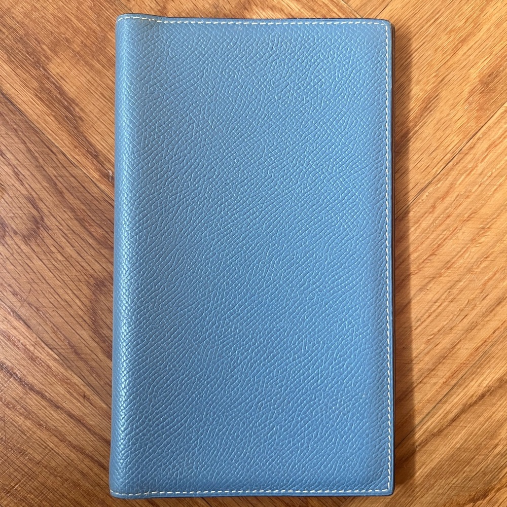 Hermes Blue epsom agenda note cover fantastic condition. Brown interior.